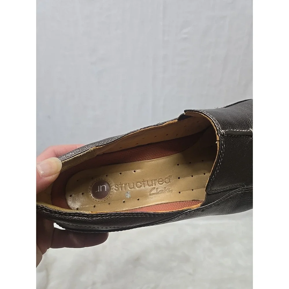 Clarks Unstructured‎ Loafers Women's Size 8.5 M Slip On Comfort Brown Leather